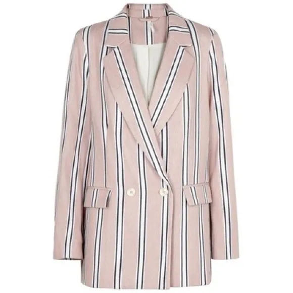 Free People Uptown Striped Blazer in Rose
