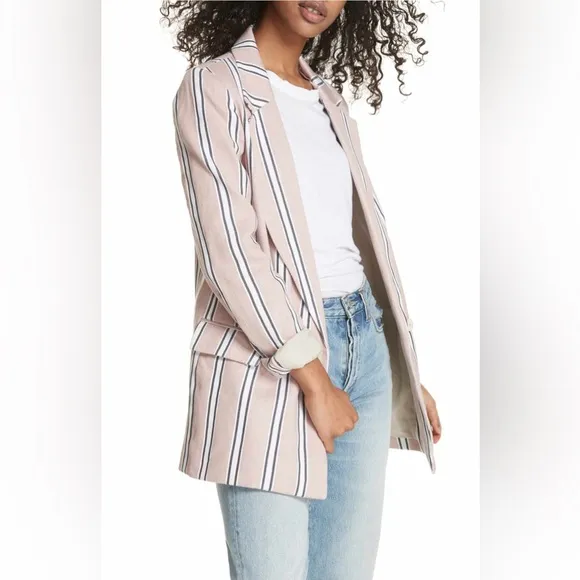 Free People Uptown Striped Blazer in Rose