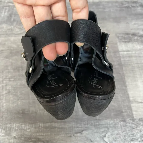 Free People Women’s Mules Embedded Black Leather Western Mules Shoes