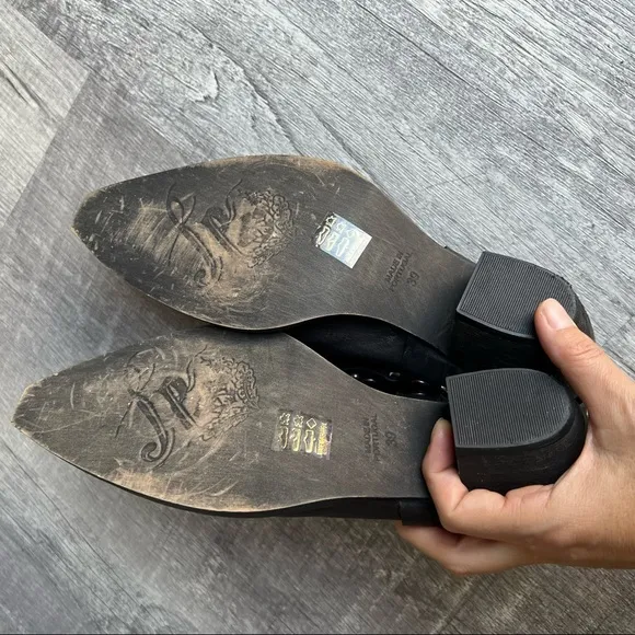 Free People Women’s Mules Embedded Black Leather Western Mules Shoes