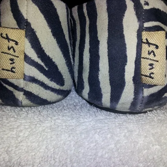 French Sole Tourist Zebra Suede With Flower Flat