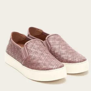 Frye Lena Woven Slip On Leather Sneaker Shoes Lilac 7.5