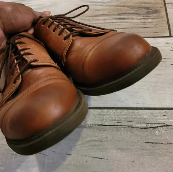 FRYE Men's 9.5 cognac brown leather lace-up oxfords shoes preppy business casual