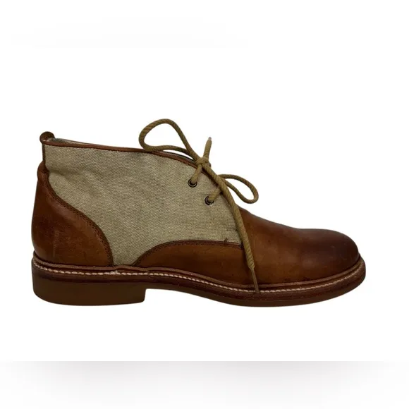 Frye Mens Boots 9.5 Brown Leather Canvas Chukka Desert Distressed Outdoor