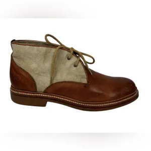Frye Mens Boots 9.5 Brown Leather Canvas Chukka Desert Distressed Outdoor