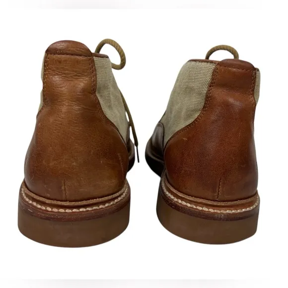 Frye Mens Boots 9.5 Brown Leather Canvas Chukka Desert Distressed Outdoor