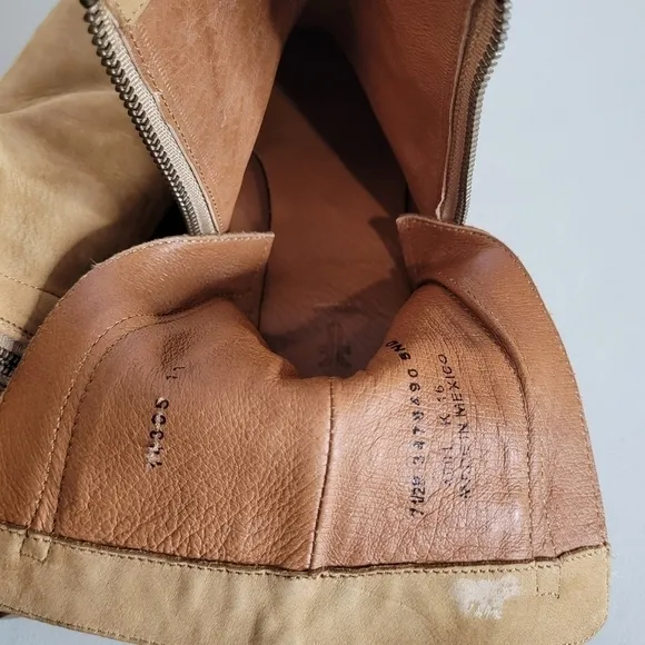 Frye Natalie Double Zip Low Heel Sand Nubuck Leather Bootie - Size 7.5 B