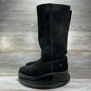 Frye Women's Campus Black Suede Pull On Mid Calf Boots Size 9 Made in USA
