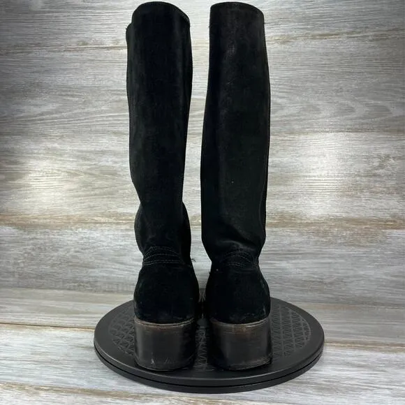 Frye Women's Campus Black Suede Pull On Mid Calf Boots Size 9 Made in USA