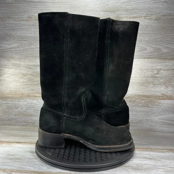 Frye Women's Campus Black Suede Pull On Mid Calf Boots Size 9 Made in USA