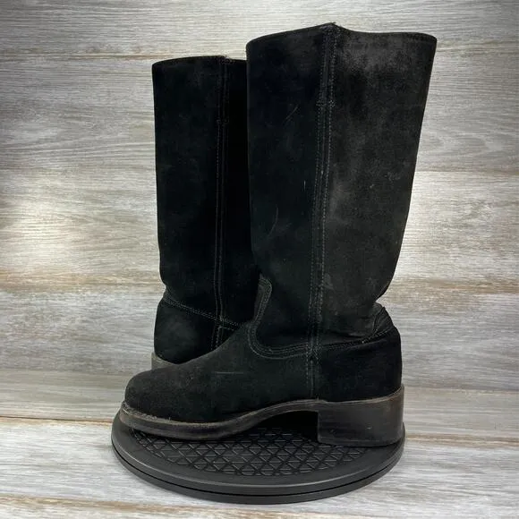 Frye Women's Campus Black Suede Pull On Mid Calf Boots Size 9 Made in USA