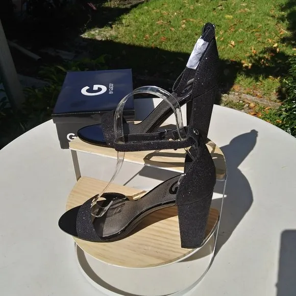 G by Guess Black Sparkle High Heel Shoes 7M  NIB
