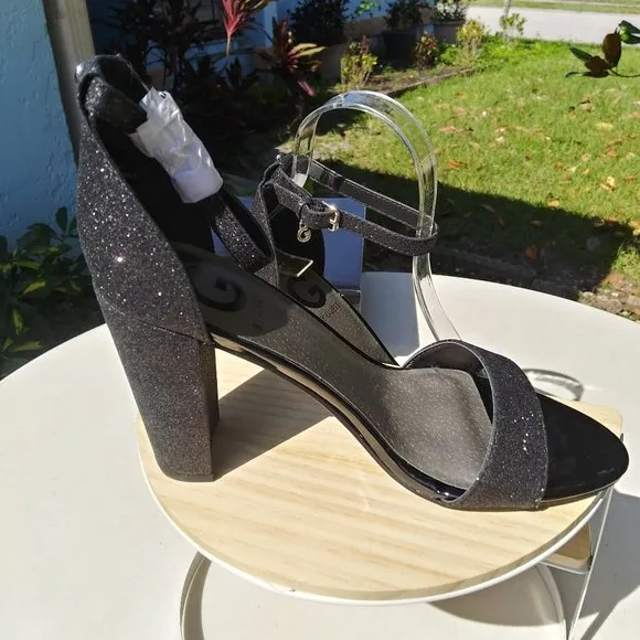 G by Guess Black Sparkle High Heel Shoes 7M  NIB