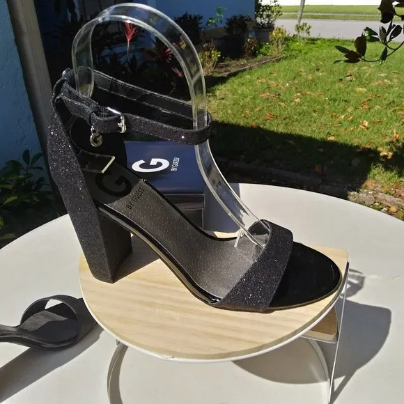 G by Guess Black Sparkle High Heel Shoes 7M  NIB