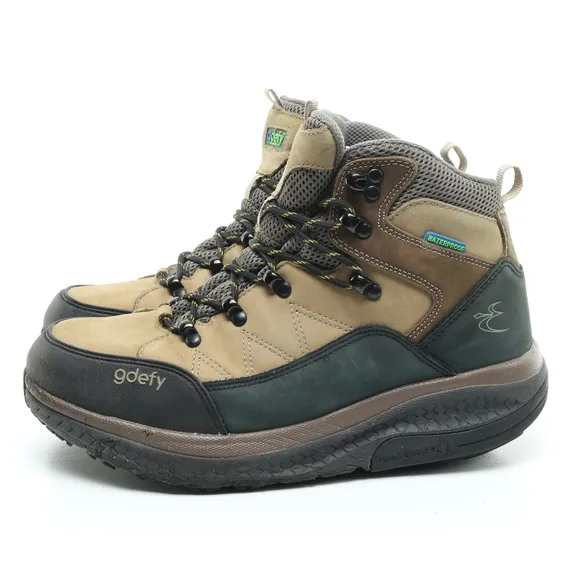 gdefy Sierra Hiking Shoes Leather Athletic Boots Men 8 Black/Tan