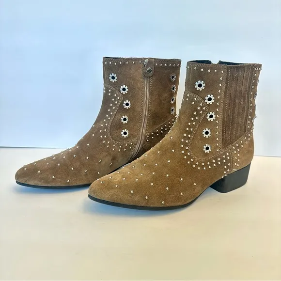 Geox brown suede studded boots, size EU 40