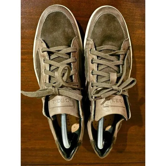 Geox Mens‎ Brown Low Top Lace Up Euro Sneakers Shoes Size 43 US 9
