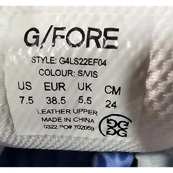 G/FORE Cap Toe Gallivanter Carolina Blue White G4LS22EF04 Shoes WOMENS SIZE 7.5