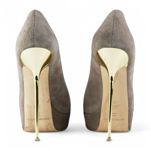 Gianmarco Lorenzi Taupe Suede Heels – EU 39