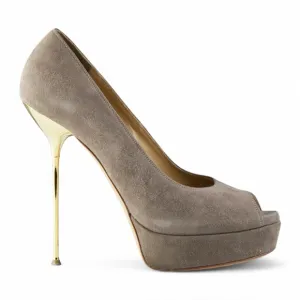 Gianmarco Lorenzi Taupe Suede Heels – EU 39