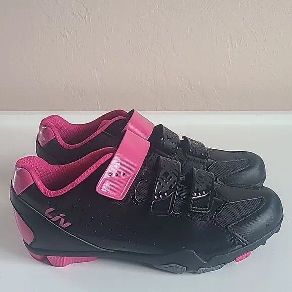 Giant Liv Fera Mountain Bike Cycling Shoes Black &amp; Pink Size 37
