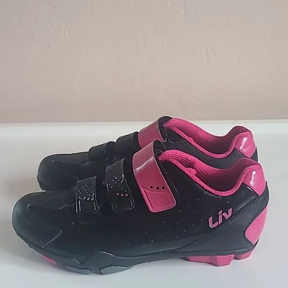 Giant Liv Fera Mountain Bike Cycling Shoes Black &amp; Pink Size 37