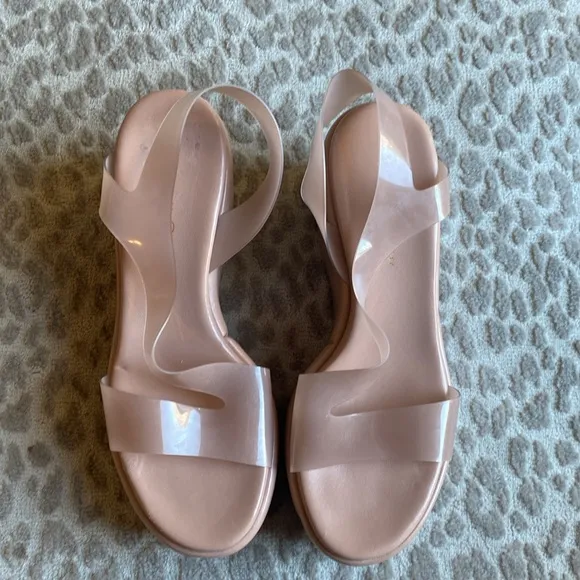 Gianvito Rossi Metropolis 45 Vinyl &amp; Leather Platform Wedge Sandals, size EU 38