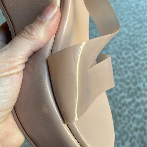Gianvito Rossi Metropolis 45 Vinyl &amp; Leather Platform Wedge Sandals, size EU 38
