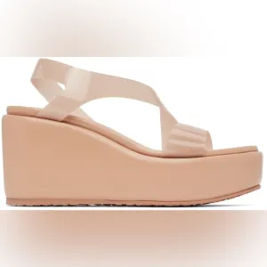 Gianvito Rossi Metropolis 45 Vinyl &amp; Leather Platform Wedge Sandals, size EU 38