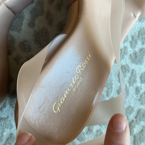 Gianvito Rossi Metropolis 45 Vinyl &amp; Leather Platform Wedge Sandals, size EU 38