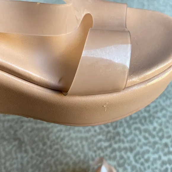 Gianvito Rossi Metropolis 45 Vinyl &amp; Leather Platform Wedge Sandals, size EU 38