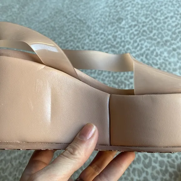 Gianvito Rossi Metropolis 45 Vinyl &amp; Leather Platform Wedge Sandals, size EU 38