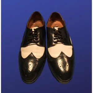 GIORGIO BRUTINI Brogue Wingtip Oxford, BLACK/WHITE, Men’s Size 9D, Pre-Owned,EUC