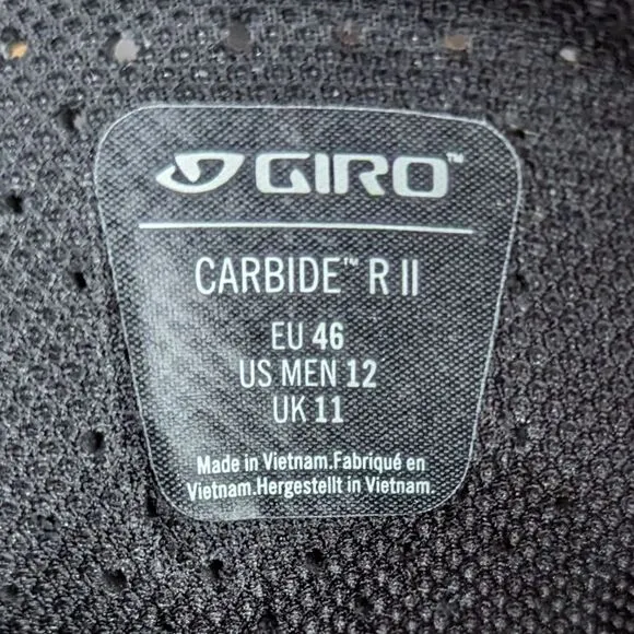 Giro Carbide R 2 II Cycling Shoes Black Bicycle Cleats EU 46 US Mens Size 12