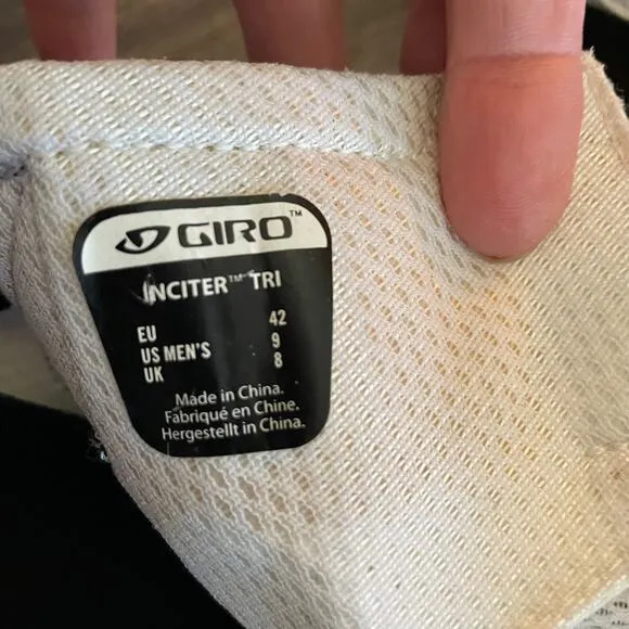 Giro Inciter Tri Mens Cycling Shoe White Black Size Mens Size 42/US 9 Biking