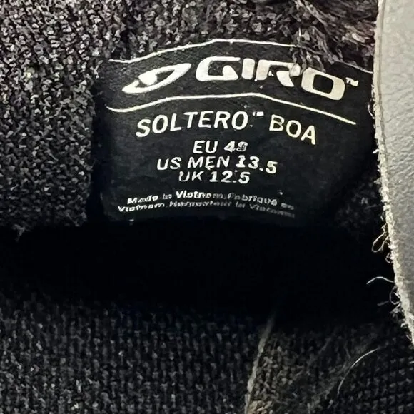 Giro Mens Black Solid Cylinder II Soltero Boa Leather Size 13.5 Cycling Shoes