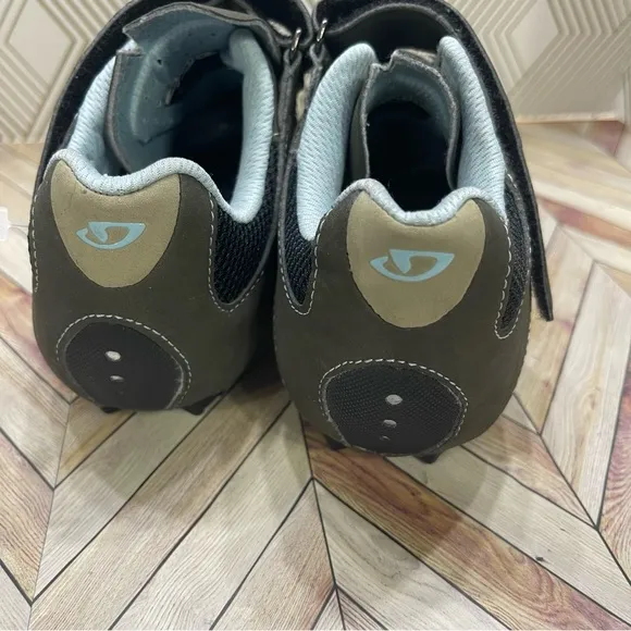 Giro Reva Womens Size 5 Khaki Brown Tan Blue Mountain Cycling Shoes SB2