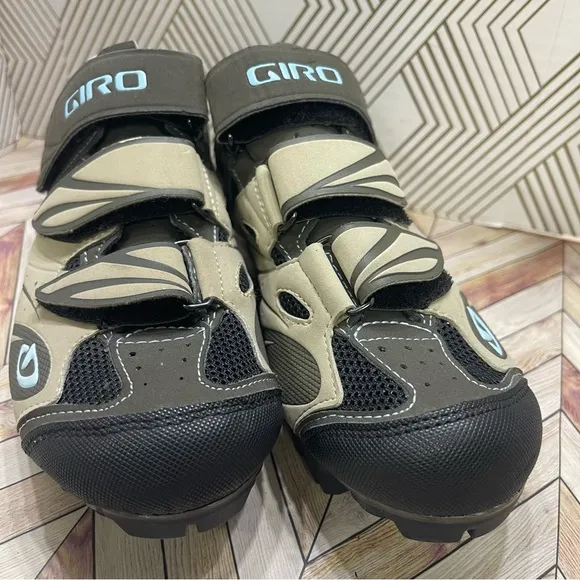 Giro Reva Womens Size 5 Khaki Brown Tan Blue Mountain Cycling Shoes SB2