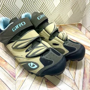Giro Reva Womens Size 5 Khaki Brown Tan Blue Mountain Cycling Shoes SB2