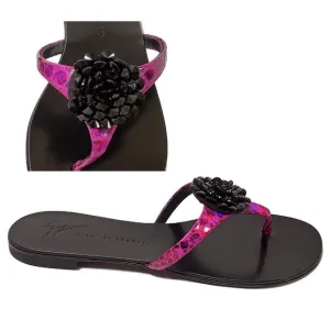 GIUSEPPE ZANOTTI SHOES THONG FLAT EMBELLISHED SANDALS sz IT 37 / US 7