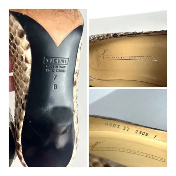 Giuseppe Zanotti Design Vicini Real SnakeSkin Pointed Heels EUR 37 US 7