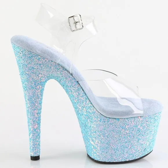 Glitter Platform Clear High Heel Shoes