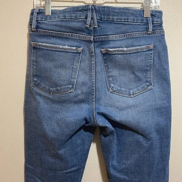 Good American Good Legs Cigarette Frayed Raw Hem Denim Jeans Blue 842 Size 4/27