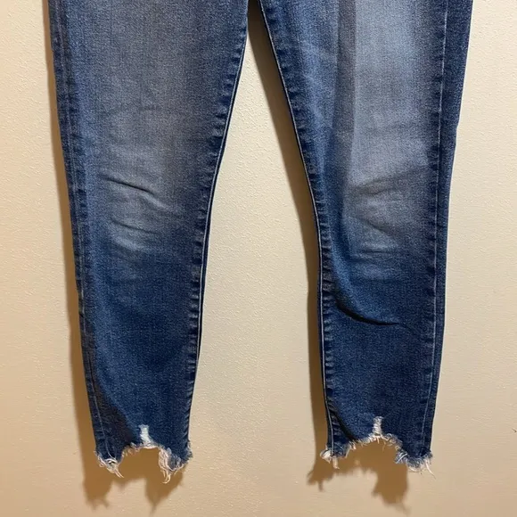 Good American Good Legs Cigarette Frayed Raw Hem Denim Jeans Blue 842 Size 4/27