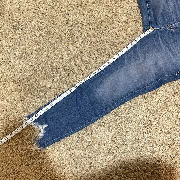 Good American Good Legs Cigarette Frayed Raw Hem Denim Jeans Blue 842 Size 4/27