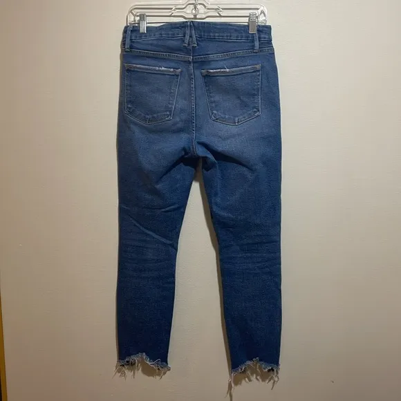 Good American Good Legs Cigarette Frayed Raw Hem Denim Jeans Blue 842 Size 4/27
