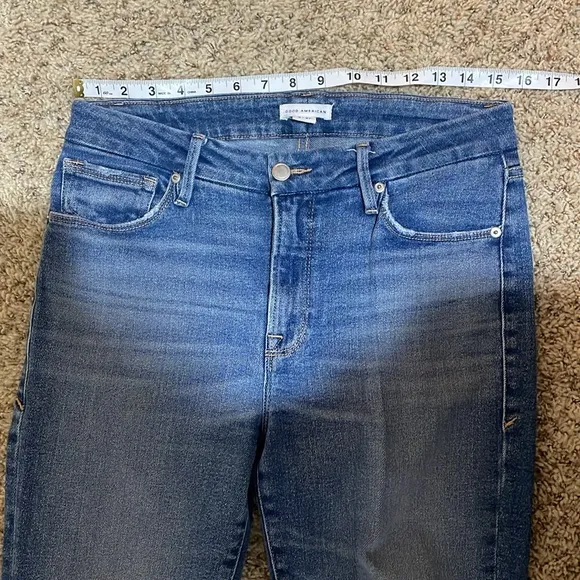 Good American Good Legs Cigarette Frayed Raw Hem Denim Jeans Blue 842 Size 4/27