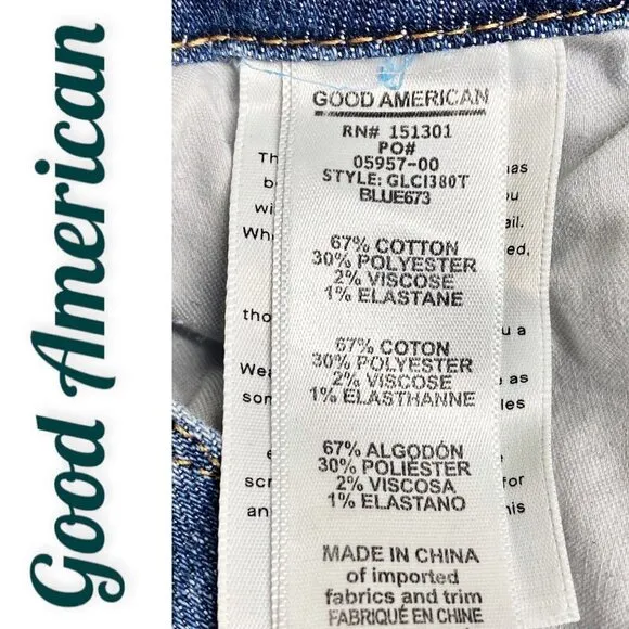 GOOD AMERICAN Good Legs Cigarette High Rise Busted Knee Distressed Jeans, Size 4
