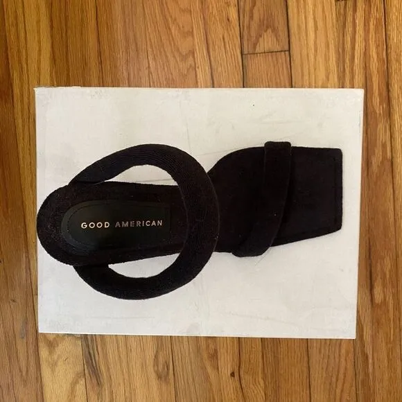 Good American Women's Heels Kick Stand Heel Black Terry Cloth Sz 10.5 Shoes NIB