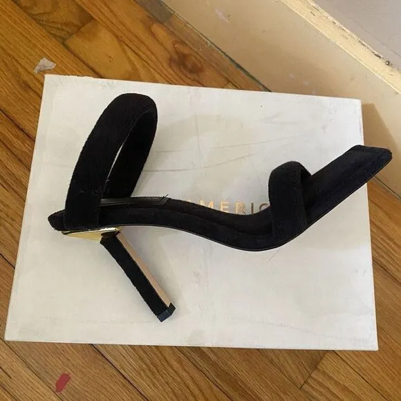 Good American Women's Heels Kick Stand Heel Black Terry Cloth Sz 10.5 Shoes NIB
